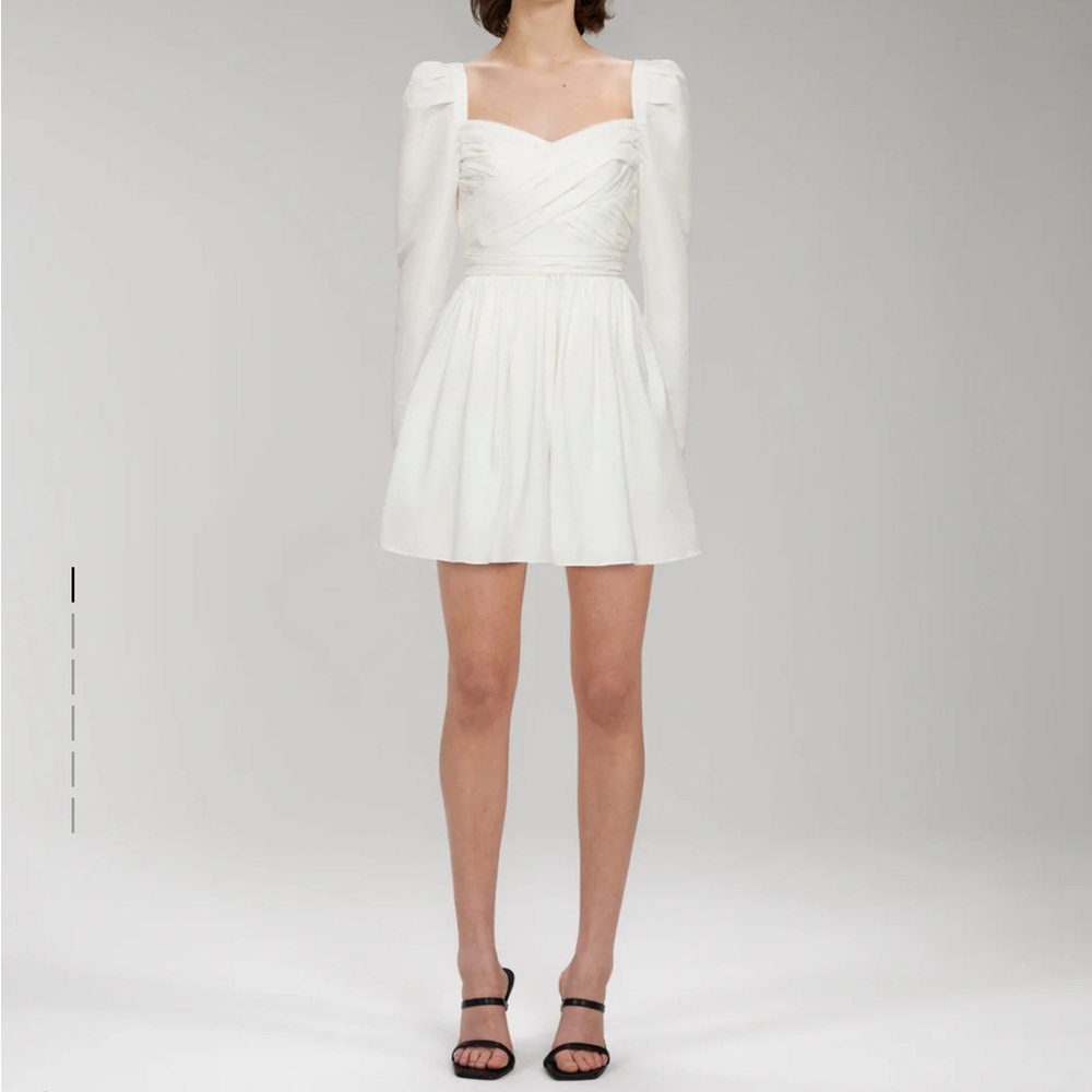 Self-Portrait White Sweetheart Puff Sleeve Dress